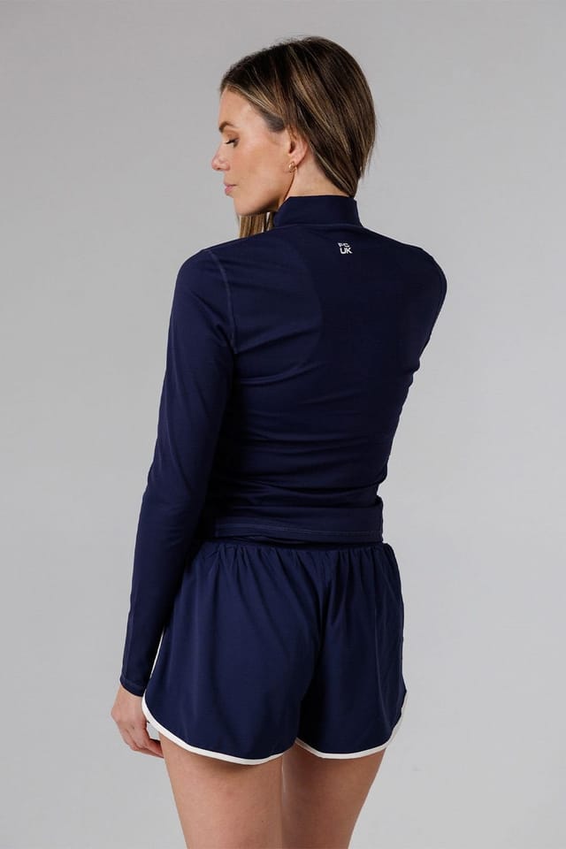 French Connection French Connection Women's Zip Up High Neck Slim Fit FCUK Sports Jacket in Navy - 2