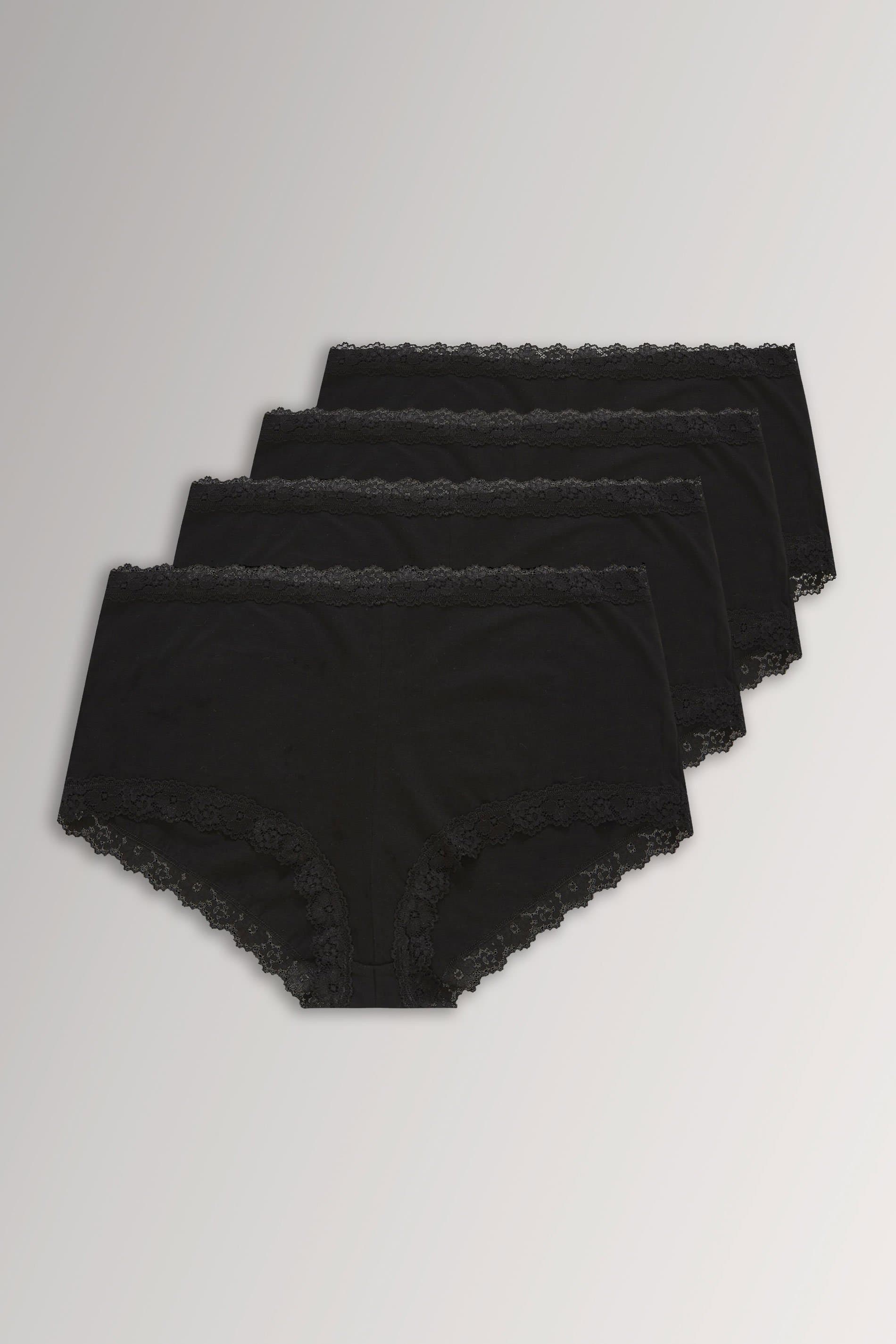 Yours 4 Pack Black Lace Trim High Waisted Shorts