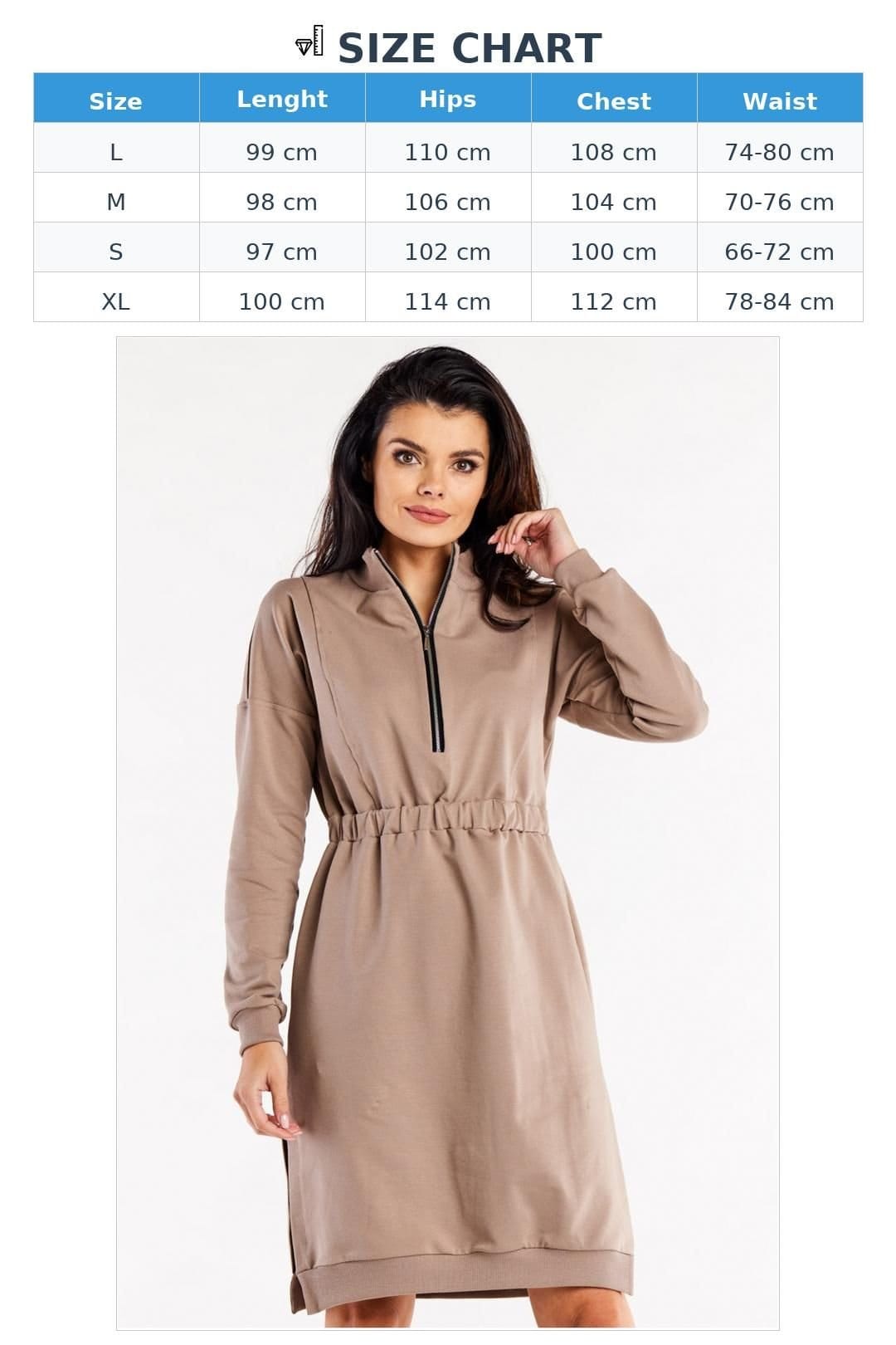 Love Lace Love Lace Women's Long Sleeve Day Dress with Side Slits in Beige - 4