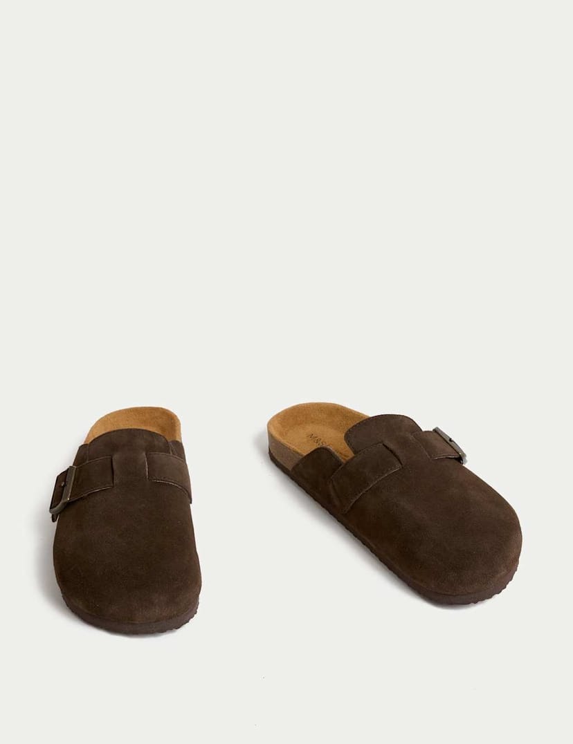 Marks & Spencer M&S Suede Corkbed Mule Brown - 1