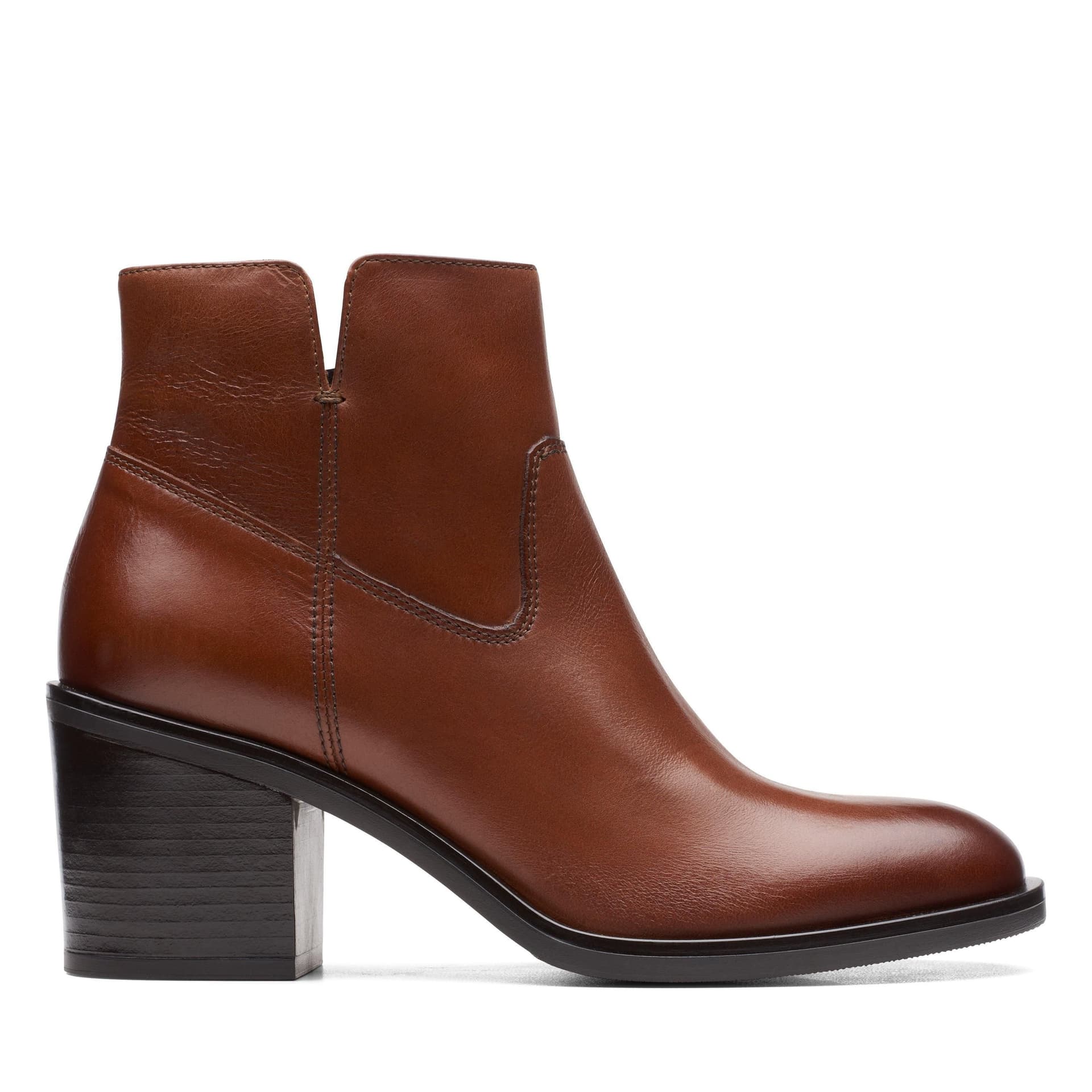 Clarks Clarks Women's Valvestino Lo Dark Tan Leather Ankle Boots in