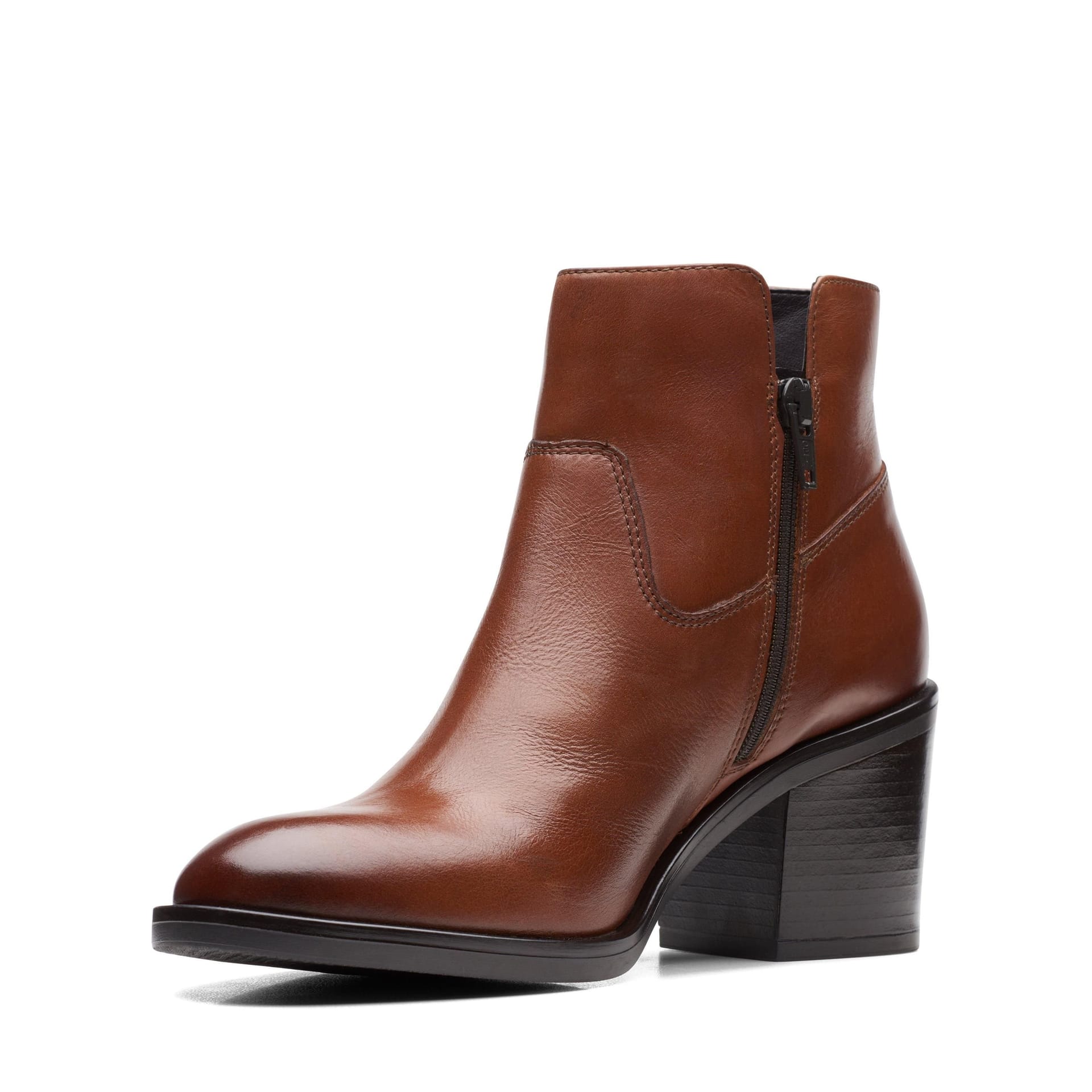 Clarks Clarks Women's Valvestino Lo Dark Tan Leather Ankle Boots in Brown - 4