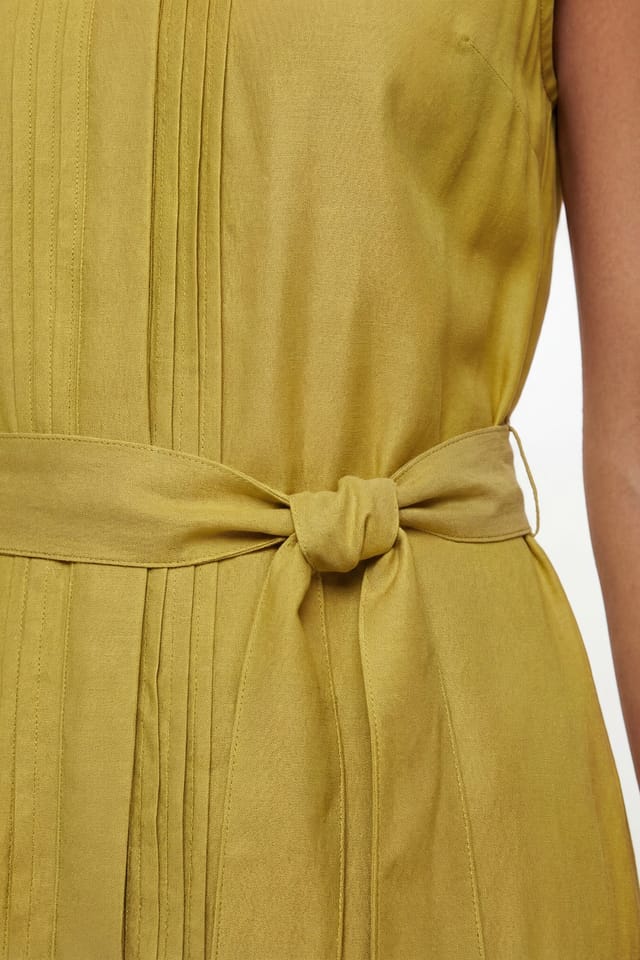 Wallis Wallis Women's Petite Denim Look Drop Waist Midi Dress in Yellow - 2
