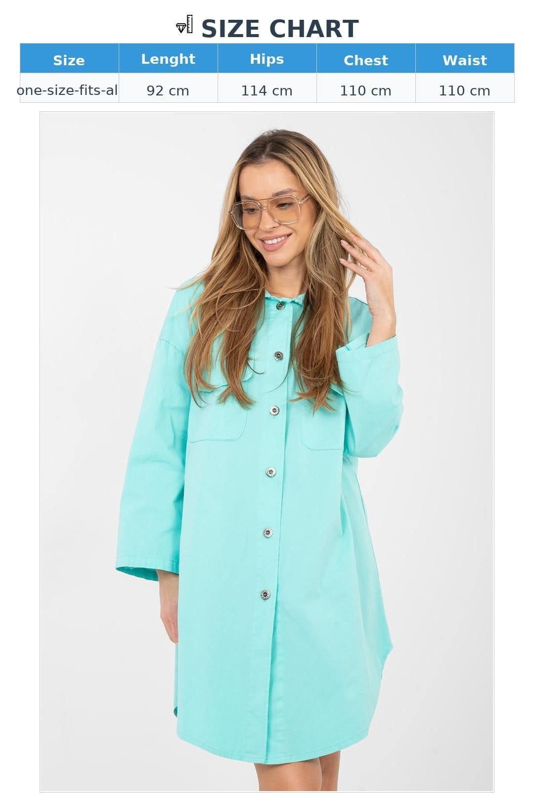 Love Lace Love Lace Women's Cotton Elastane Shirt Dress with Pockets Style 223797 in Aqua - 4