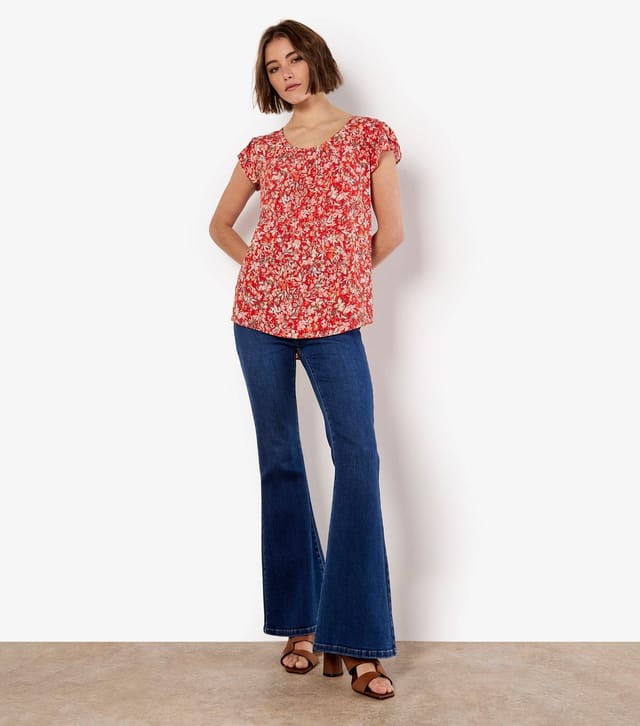 Apricot Women's Red Ditsy Floral Print Top Apricot New Look - 2