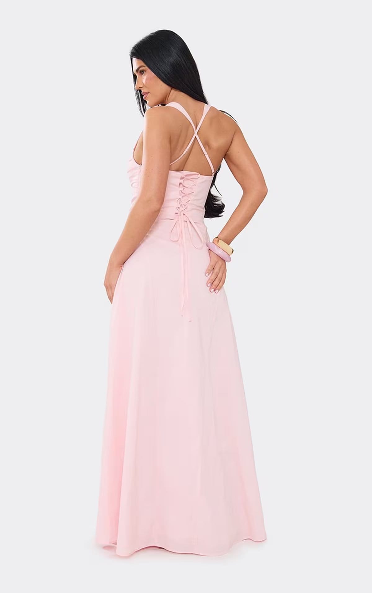 EGO Sweetheart Neckline Cross Back Maxi Dress In Pink, Women's Size UK 6 - 1