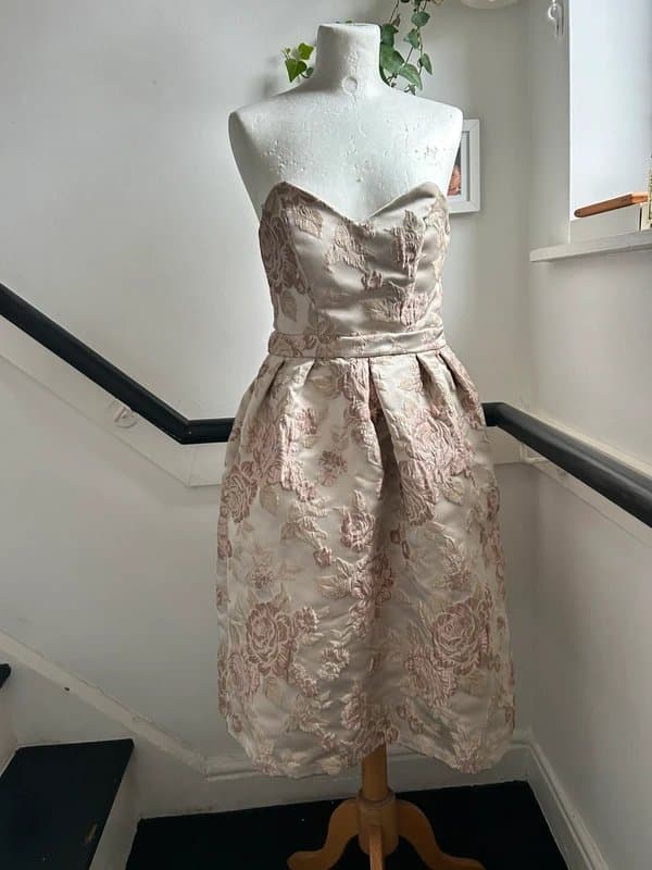 Miss Selfridge Miss Selfridge Strapless Floral Jacquard Occasion Dress UK 10 EU 38 with Pockets