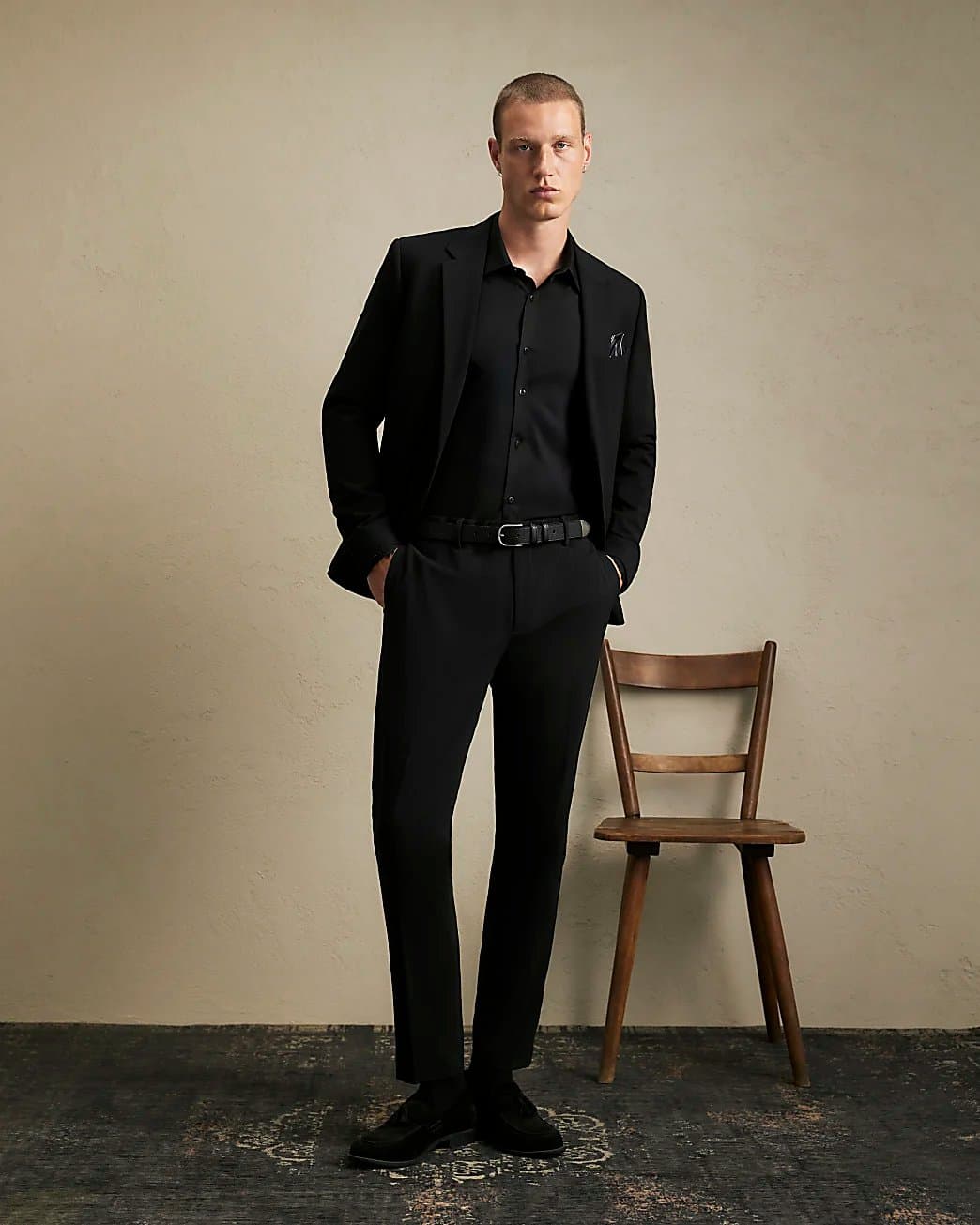 River Island Mens River Island Black Skinny Fit Suit Trousers