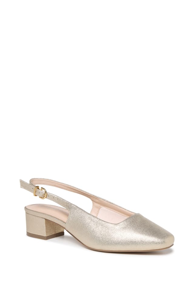 Paradox London Paradox London Women's Giulietta' Wide Fit Square Toe Block Heel Slingback Shoes in Gold - 3