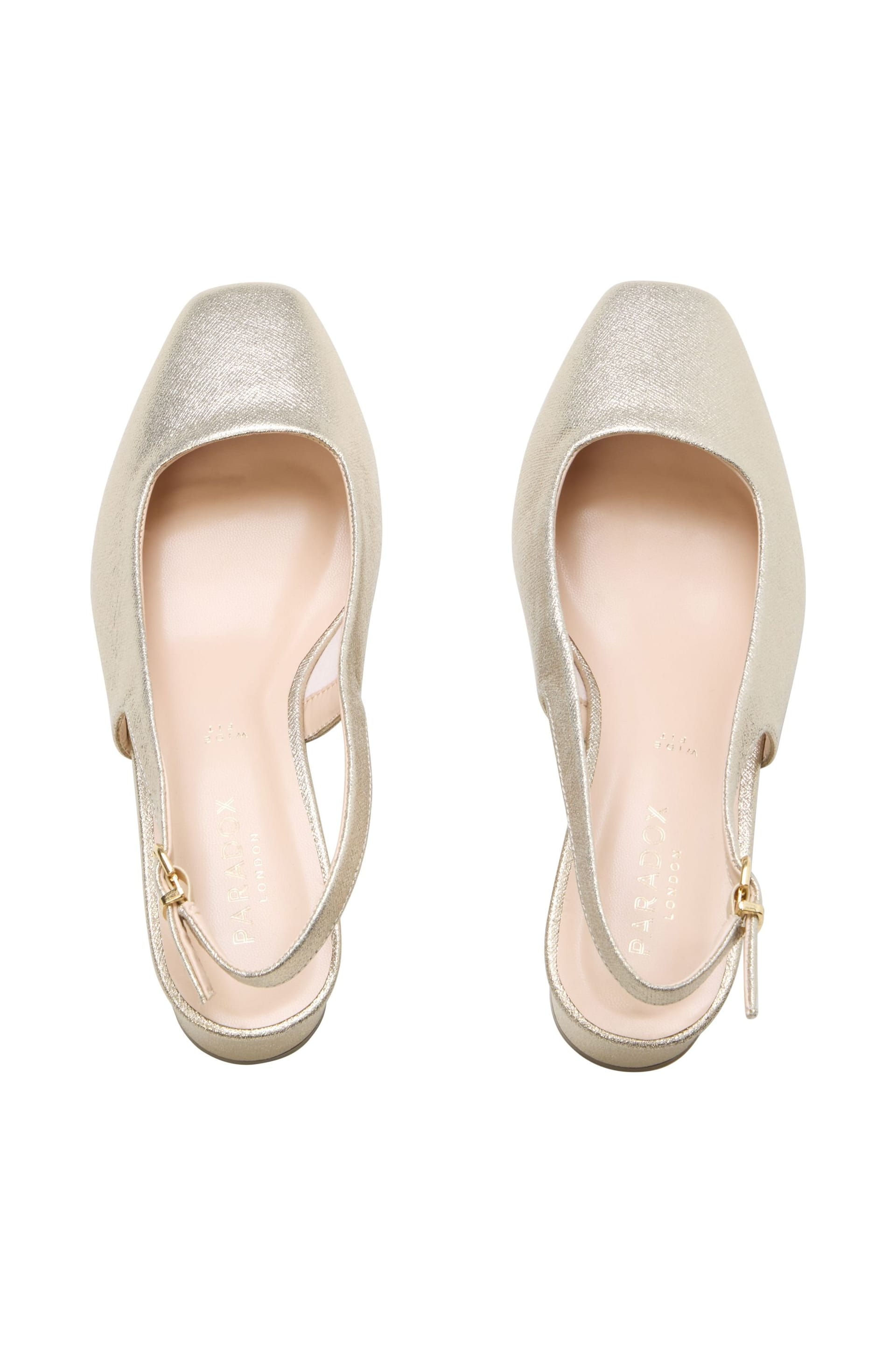 Paradox London Paradox London Women's Giulietta' Wide Fit Square Toe Block Heel Slingback Shoes in Gold - 4