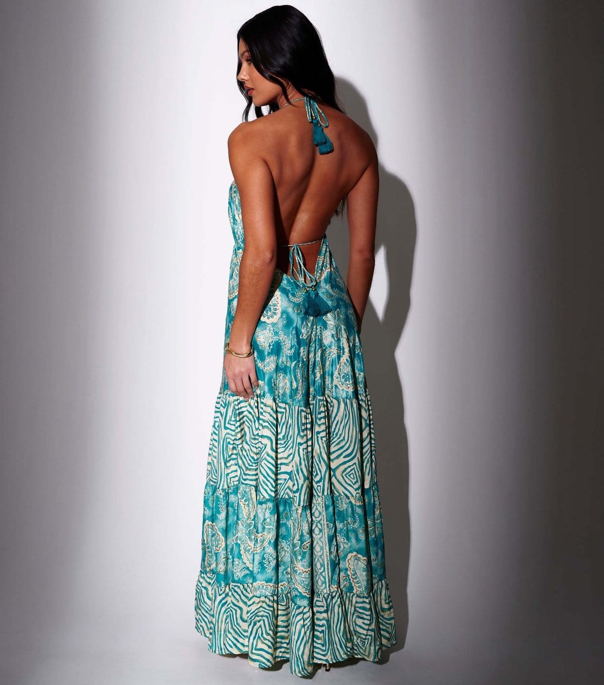 South Beach Women's Turquoise Printed Halter Neck Maxi Dress South Beach New Look - 4