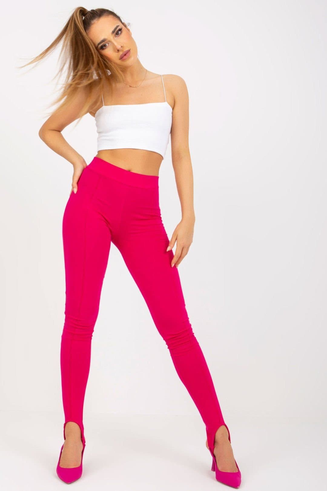 Love Lace Love Lace Women's High Waist Wide Elastic Leggings in Pink