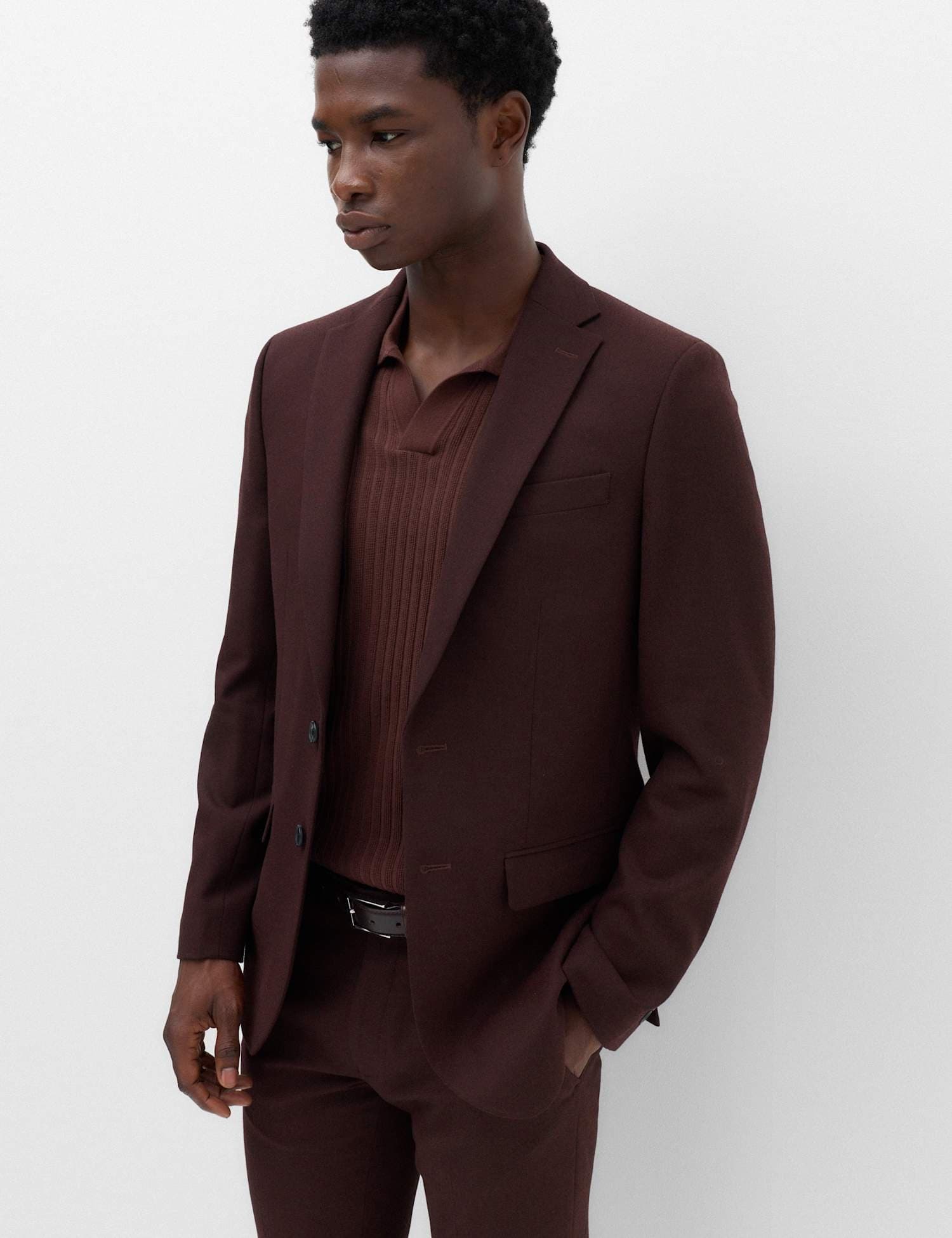 Marks & Spencer M&S Slim Fit Twill Suit Jacket Bordeaux