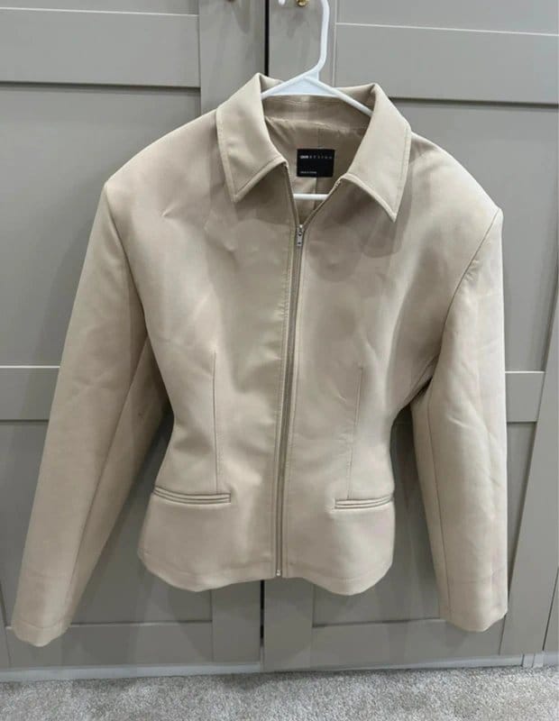 ASOS Design Beige Faux Leather Blazer Jacket