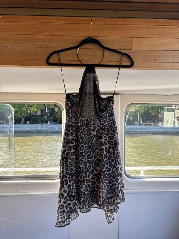 Bershka Leopard Backless Halter Neck Dress