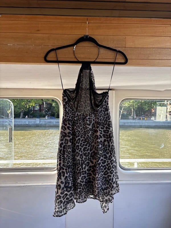Bershka Leopard Backless Halter Neck Dress
