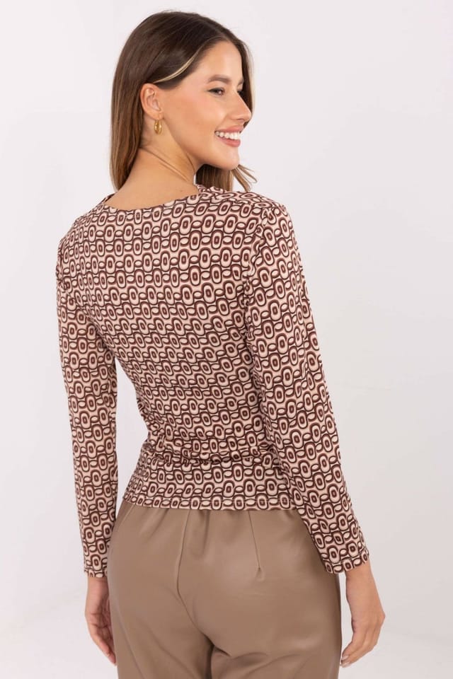 Love Lace Love Lace Women's Elegant Viscose Polyester Fitted Blouse with Pleat in Beige - 3