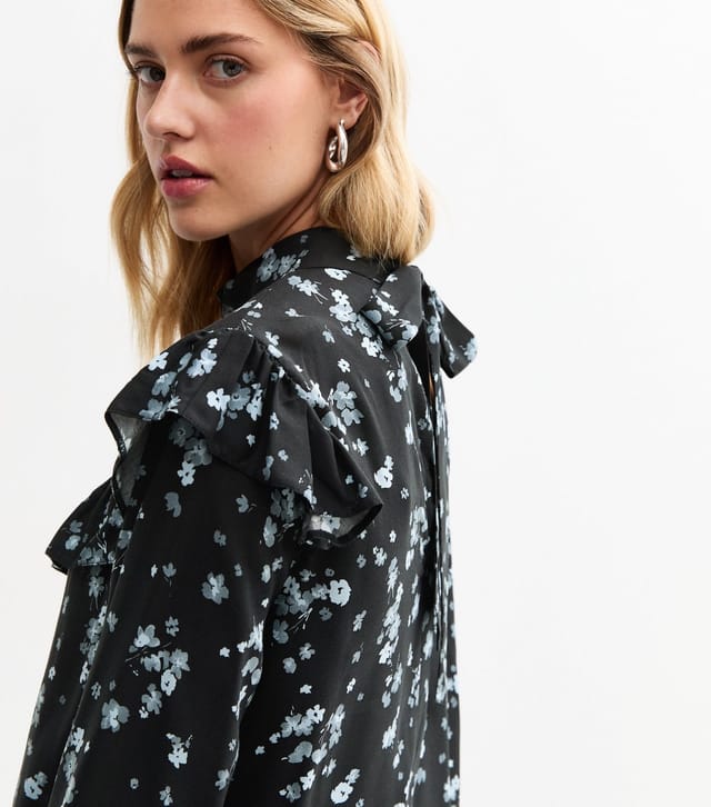 New Look Women's Black Floral Print High Neck Mini Dress New Look - 2