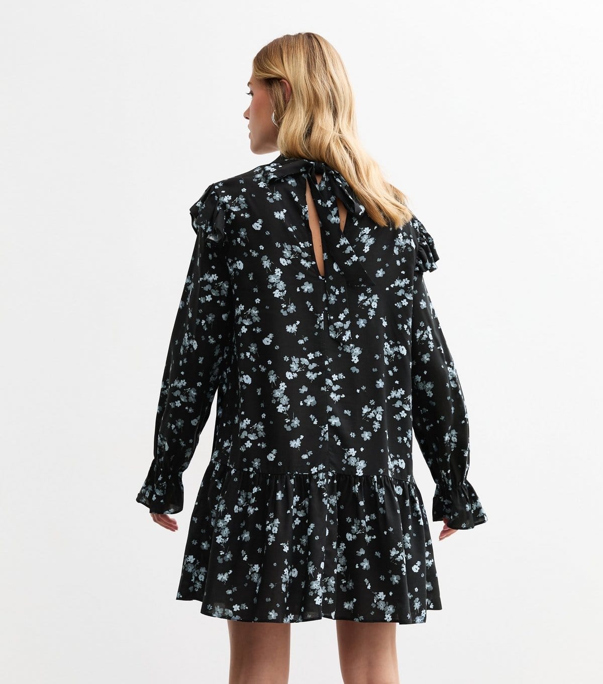 New Look Women's Black Floral Print High Neck Mini Dress New Look - 4
