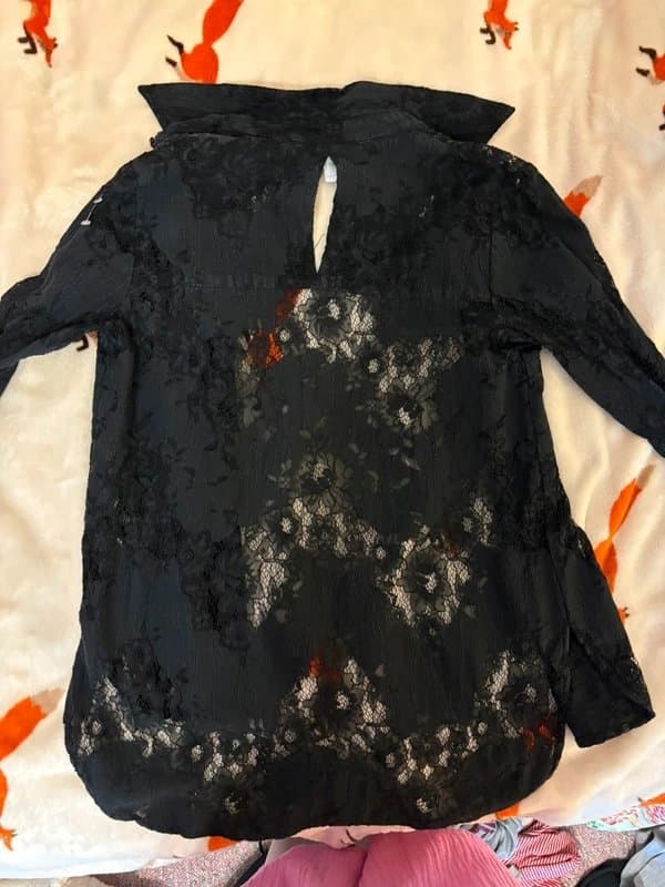 Topshop lace black button up
