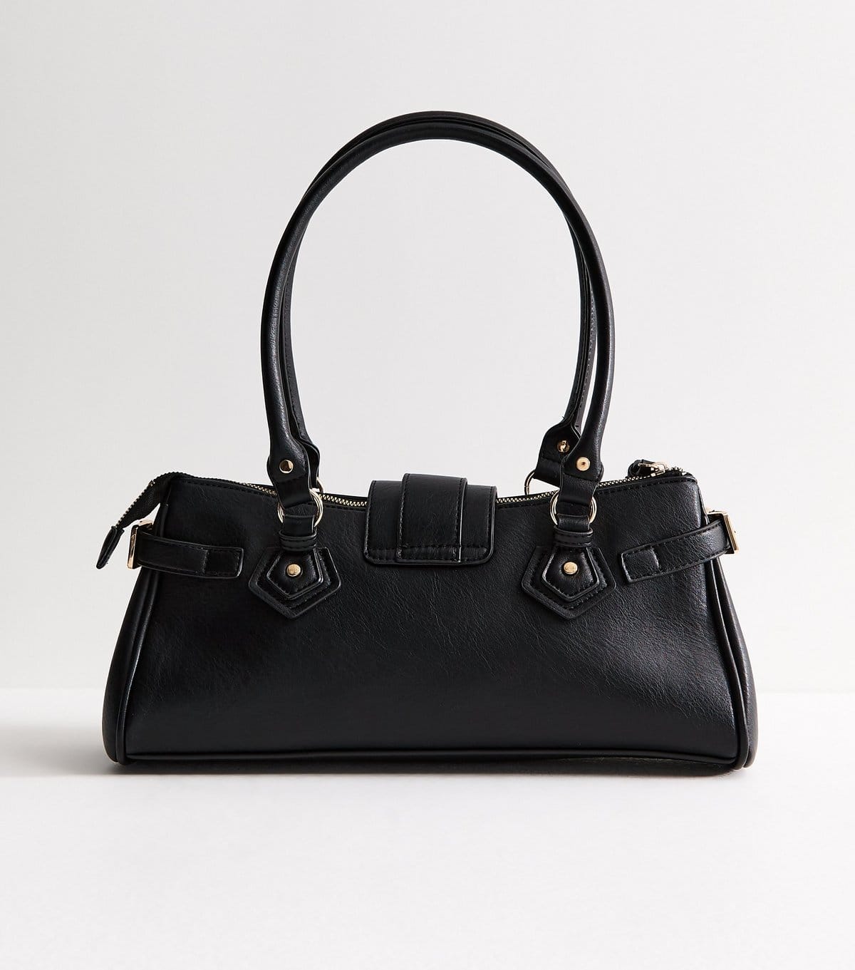New Look Black Faux Leather Dog Clip Detail Shoulder Bag New Look - 4