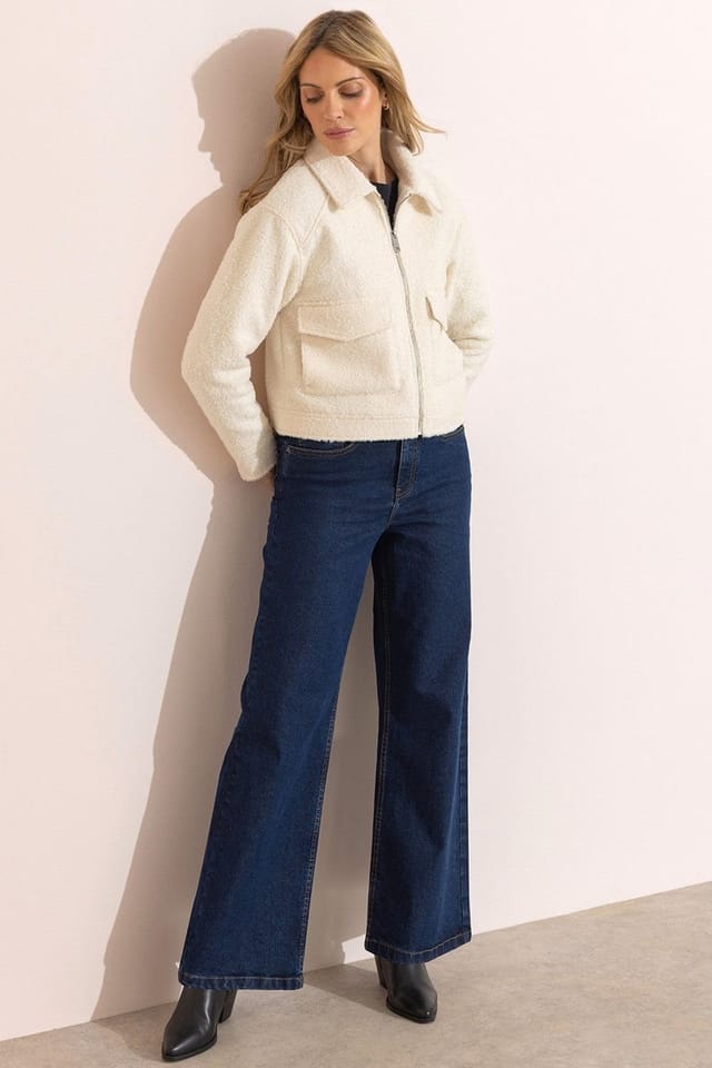 Klass. Klass. Women's Boucle Zip Up Jacket in Ivory - 2