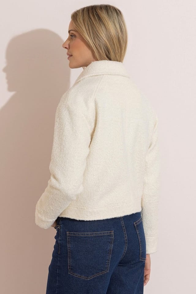 Klass. Klass. Women's Boucle Zip Up Jacket in Ivory - 3