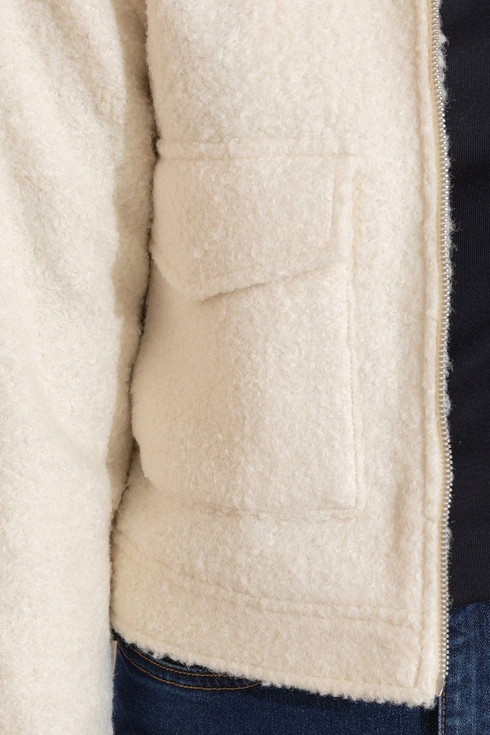 Klass. Klass. Women's Boucle Zip Up Jacket in Ivory - 4