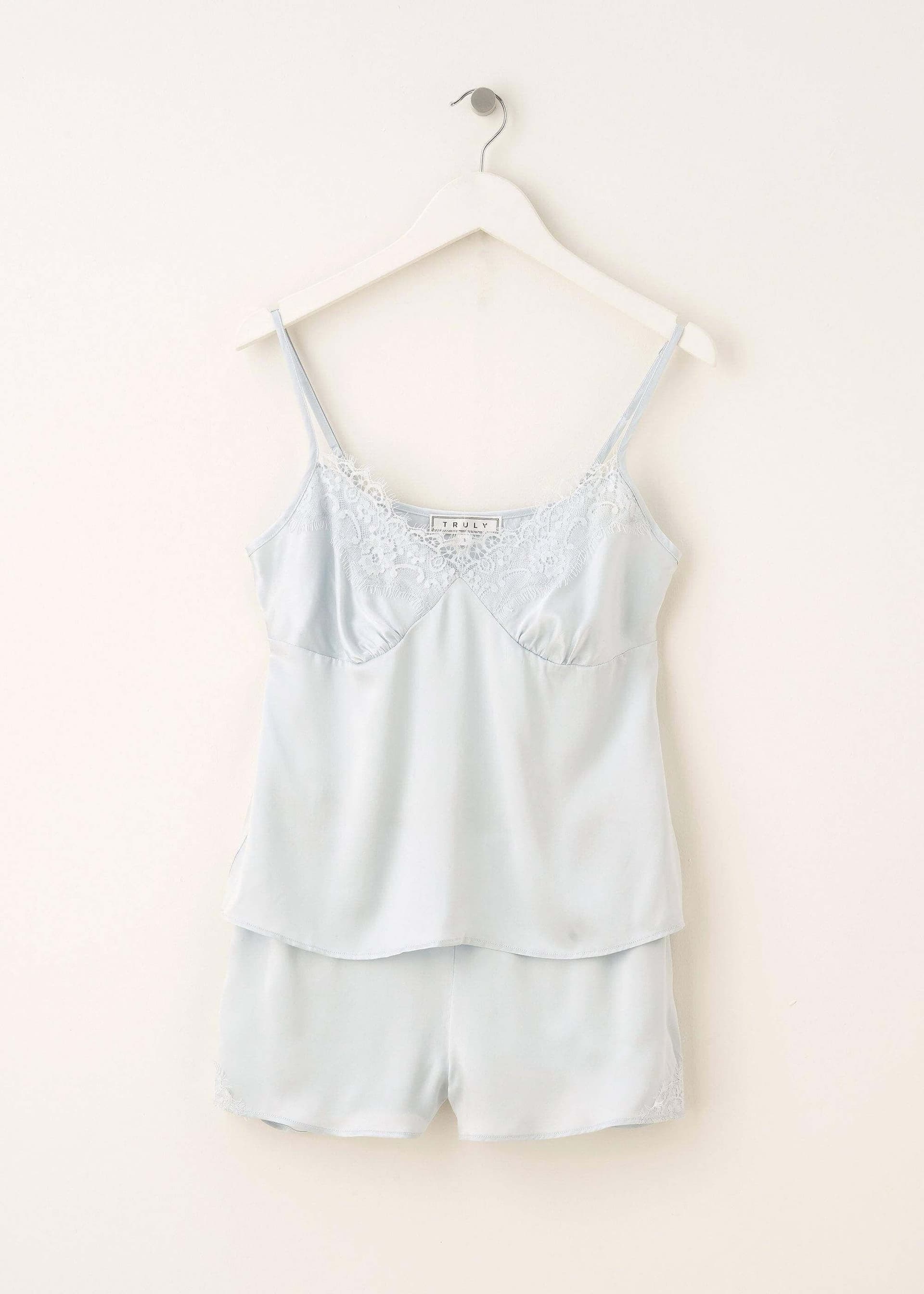 Truly Truly Women's Silk Cami & Shorts Set in Baby Blue