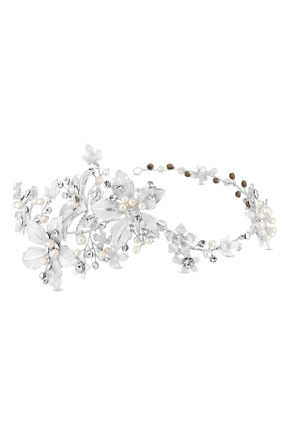 Jon Richard Jon Richard Women's Lila Silver Floral Crystal & Pearl Hair Vine - Gift Pouch - 1