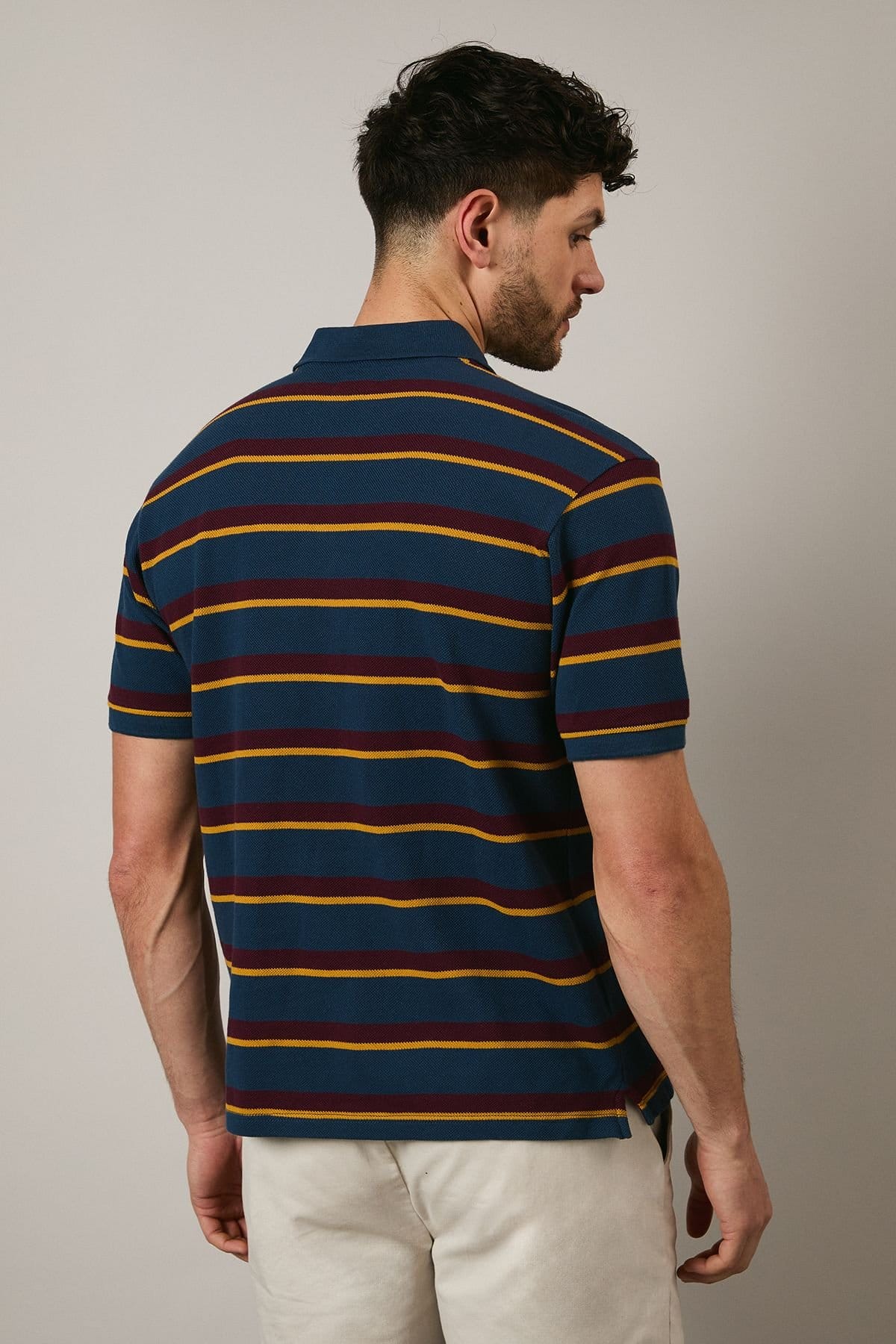 Maine Maine Men's Navy College Stripe Polo Shirt - 4