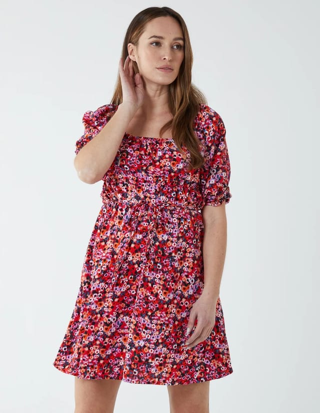 Blue Vanilla Milkmaid Square Neck Puff Sleeve Mini Dress - 3