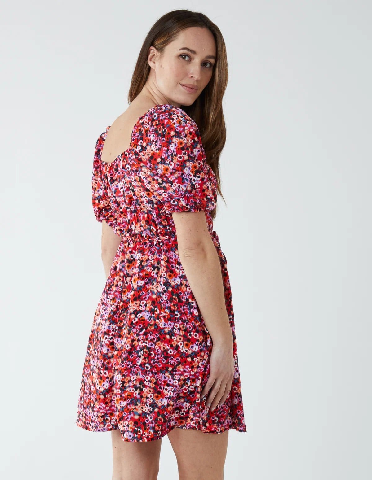 Blue Vanilla Milkmaid Square Neck Puff Sleeve Mini Dress - 4