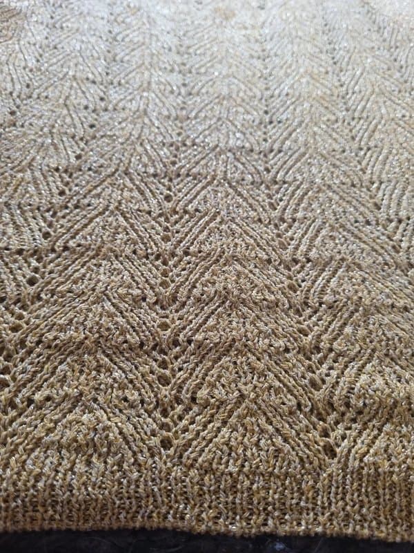 Next Next gold shimmer knitted shoulder length top size M