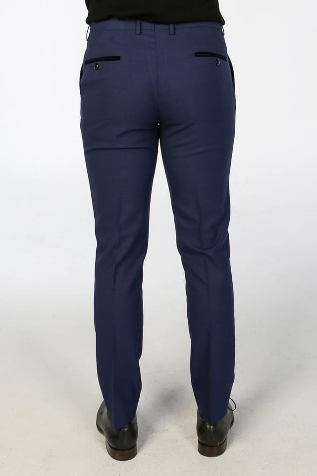 Paul Andrew Paul Andrew Men's Mark Check Classic Trousers in Navy - 2