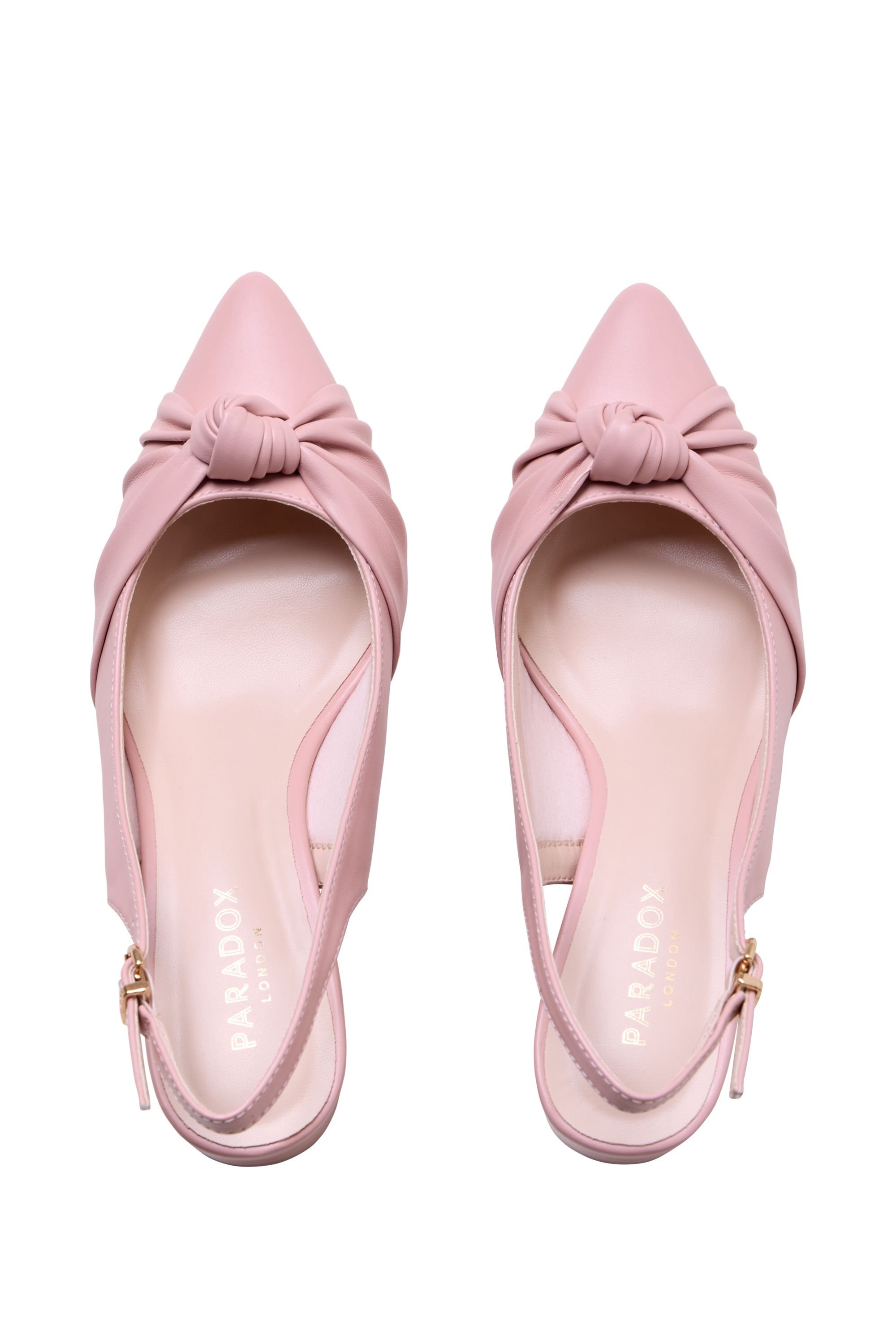 Paradox London Paradox London Women's Ilene' Block Heel Knot Detail Court Shoes in Dusty Pink - 3