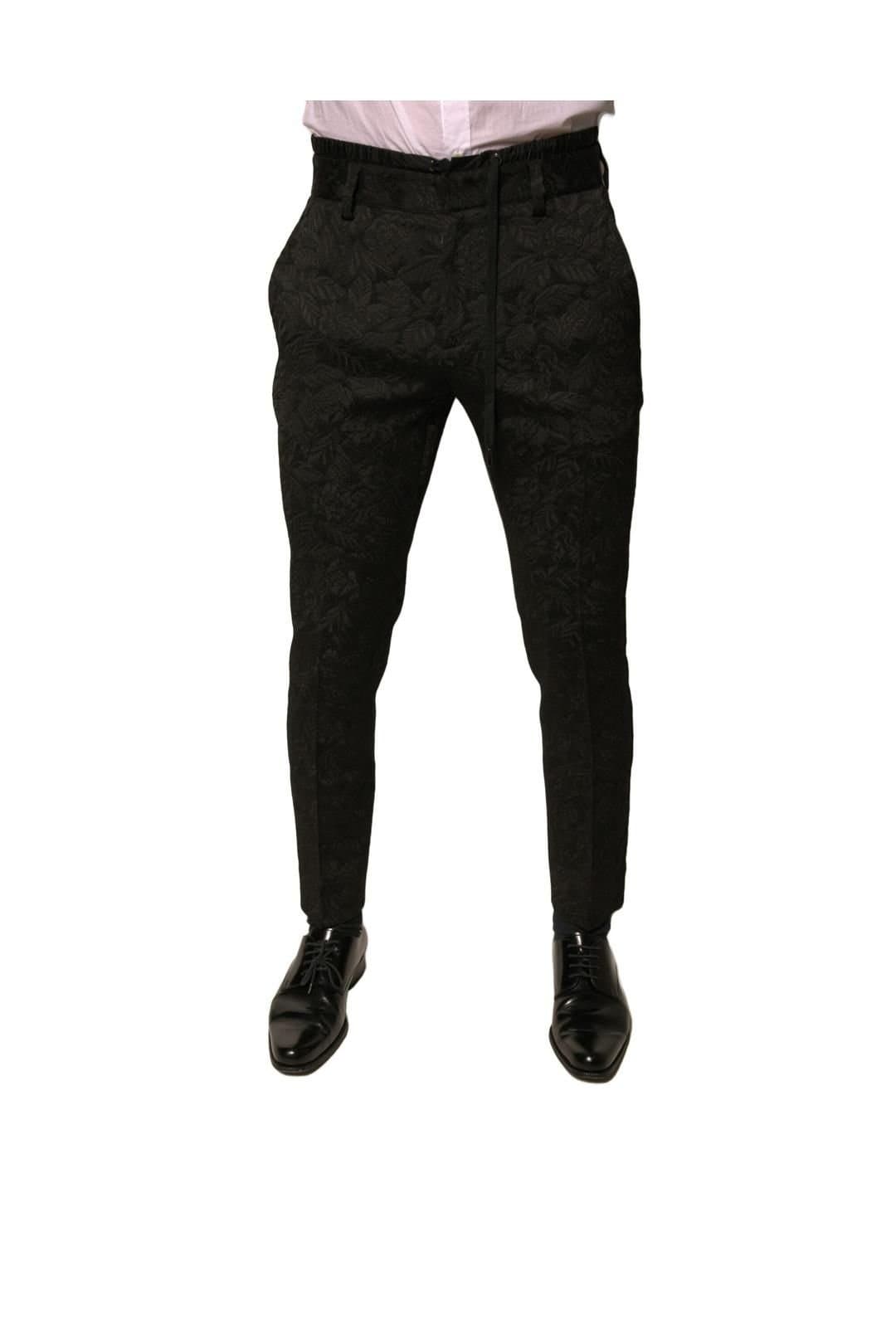 Dolce & Gabbana Dolce & Gabbana Men's Black Brocade Polyester Skinny Dress Pants