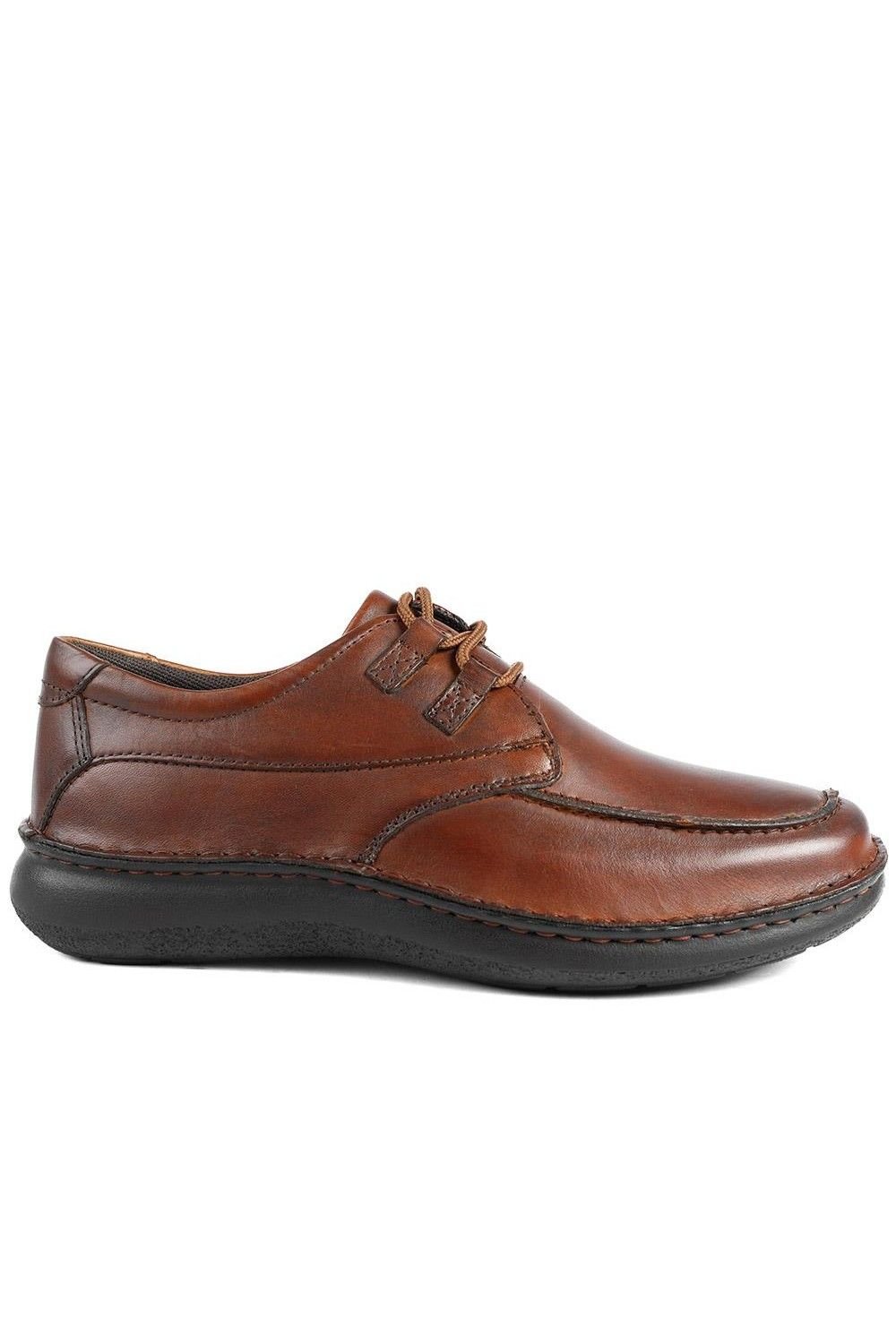 Pavers Pavers Men's Wide Fit Leather Casual Lace Up Shoes in Brown - 2