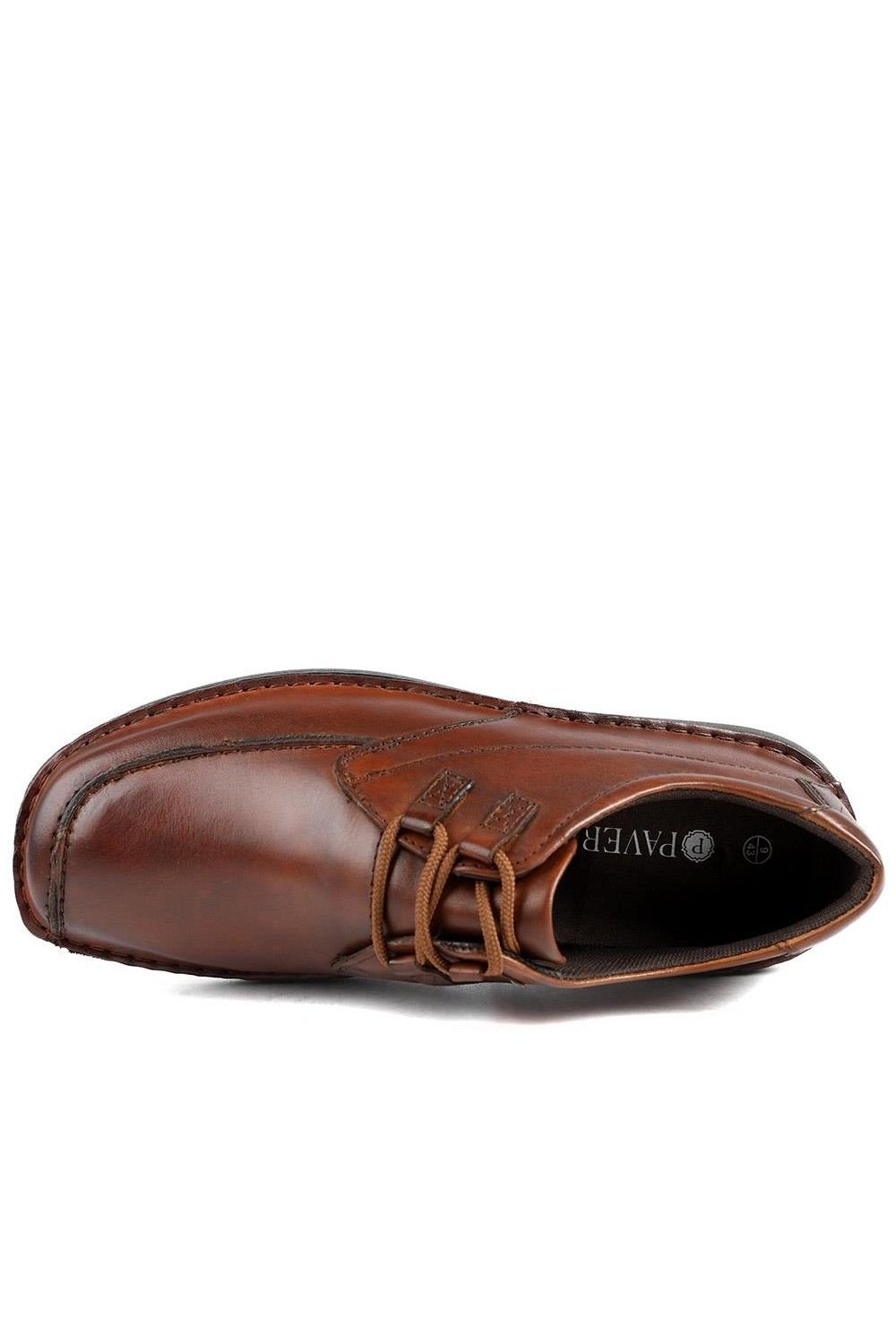 Pavers Pavers Men's Wide Fit Leather Casual Lace Up Shoes in Brown - 4