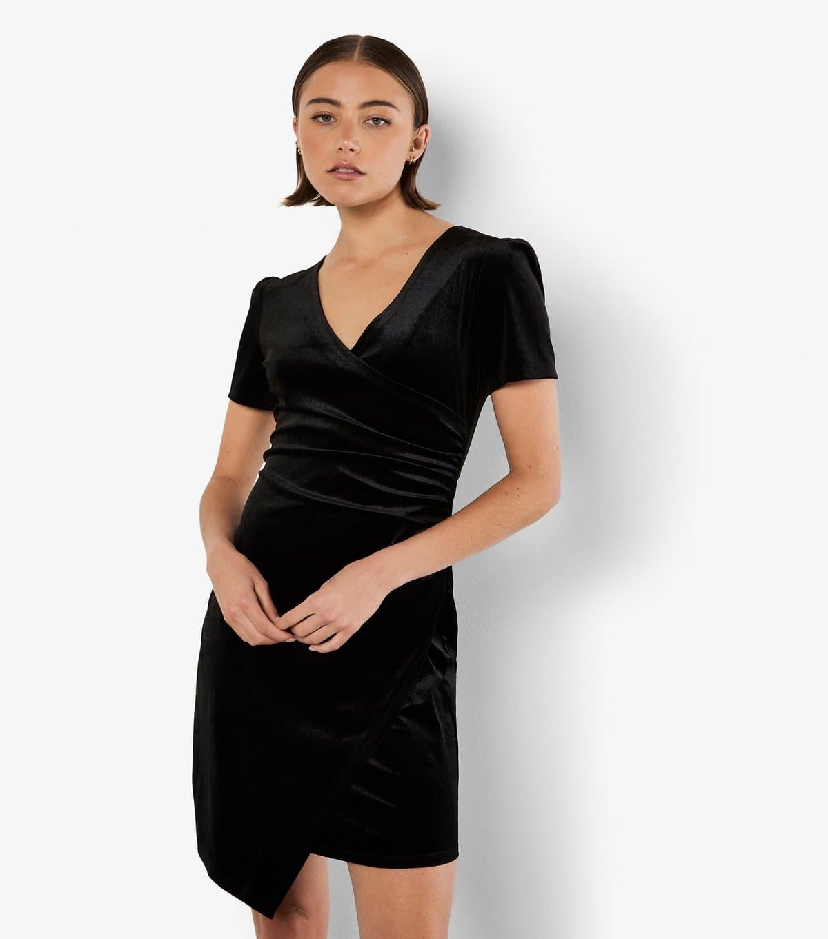 Apricot Apricot Black Velvet Mini Wrap Dress