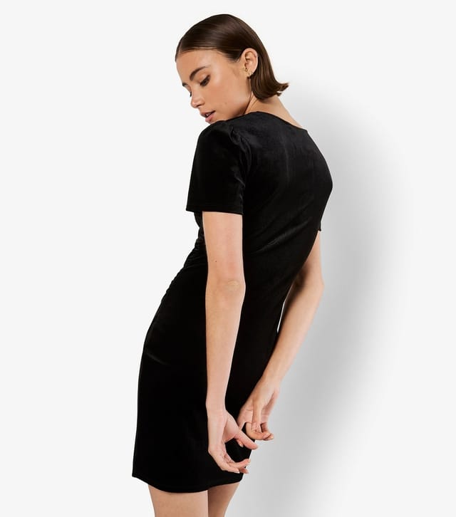 Apricot Women's Black Velvet Mini Wrap Dress Apricot New Look - 3