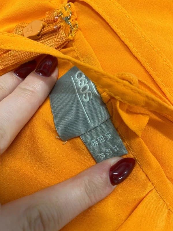 ASOS Gorgeous asos design orange Pleated stunning midi dress UK 14 GC003