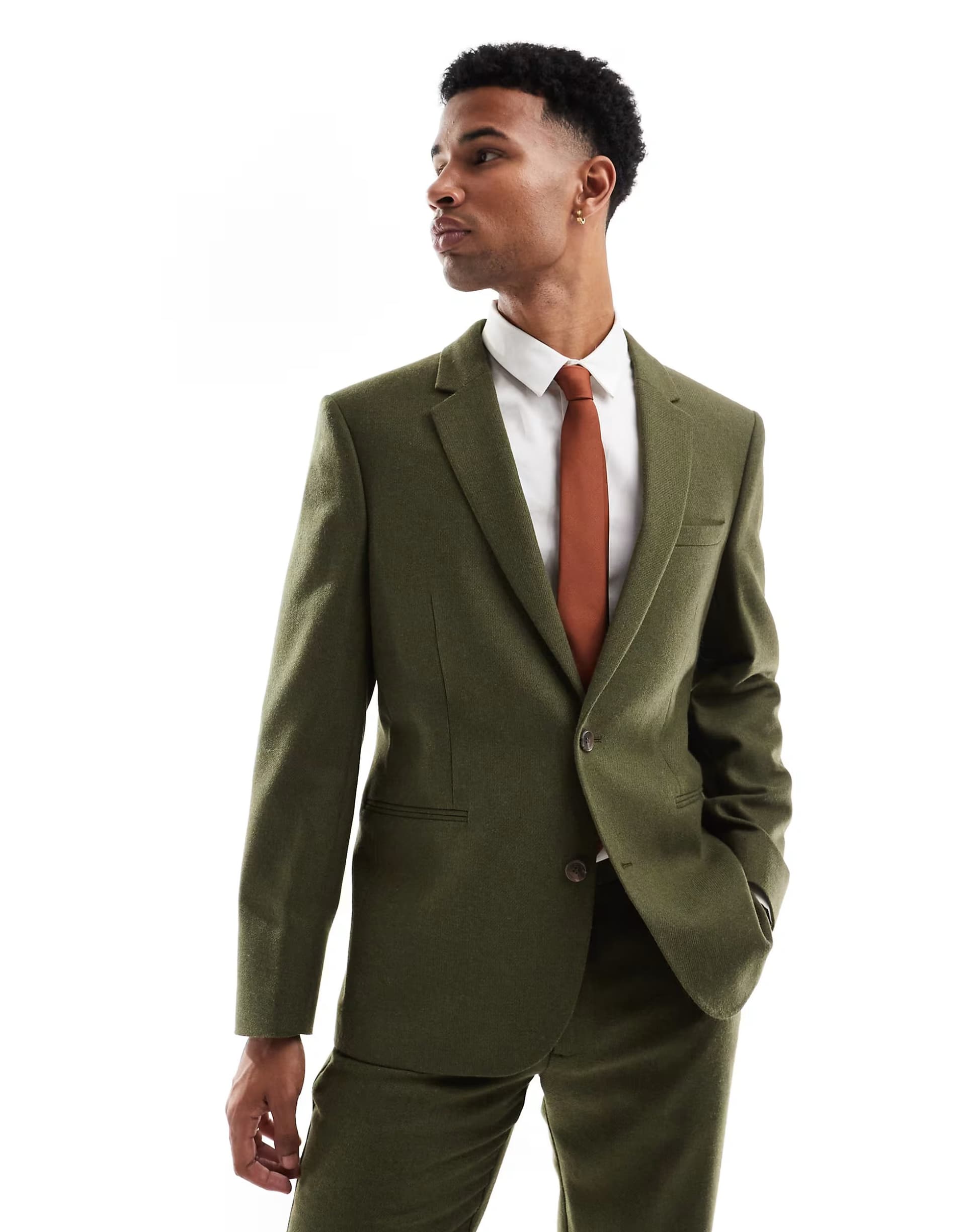 ASOS ASOS DESIGN slim fit wool mix suit jacket in khaki twill