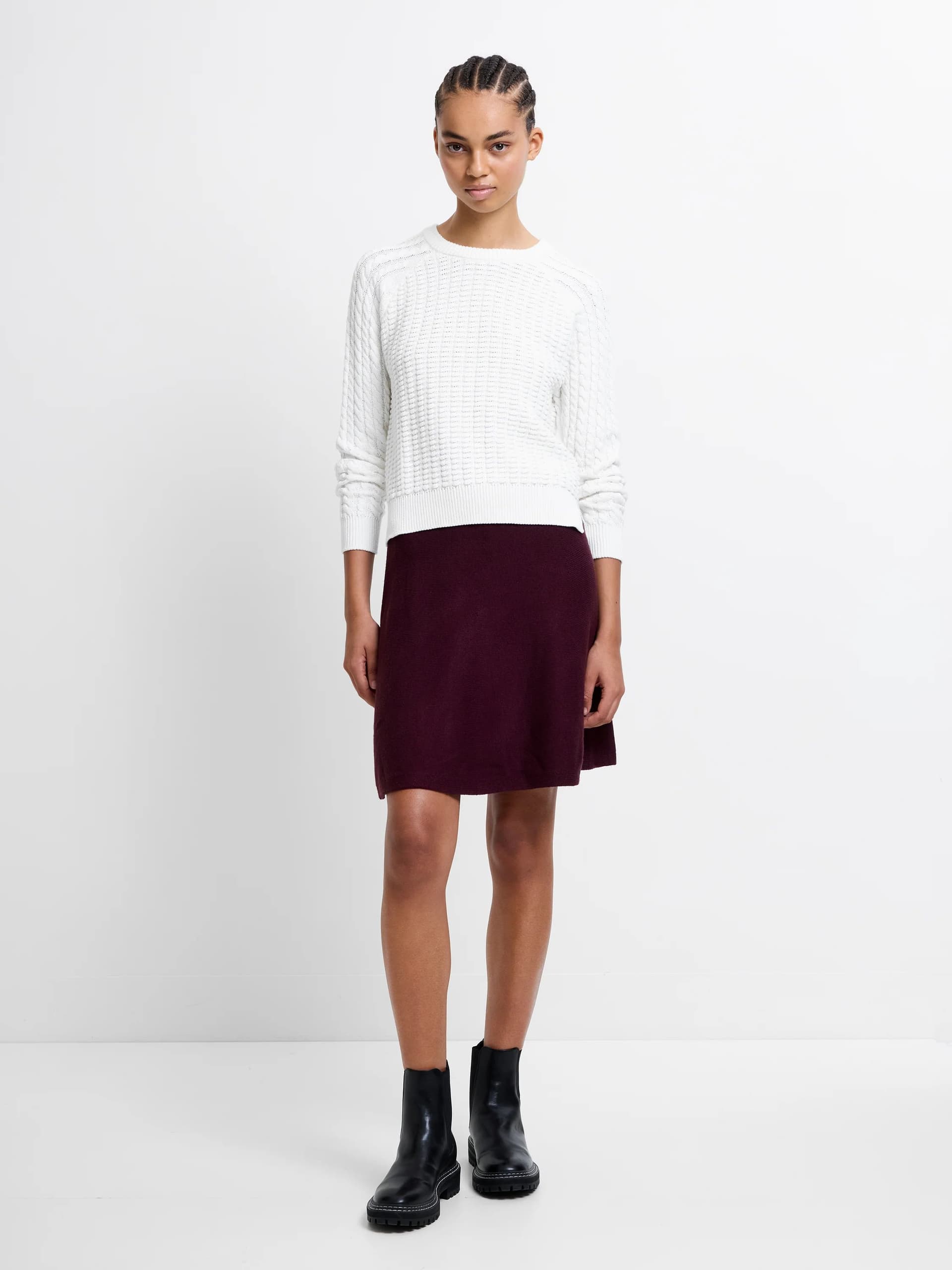 French Connection Babysoft Knit Skirt Burgundy Red