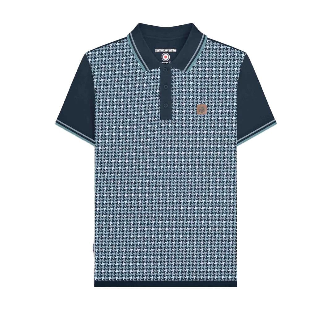 Lambretta Lambretta Men's SS24 Houndstooth Polo Shirt in Navy