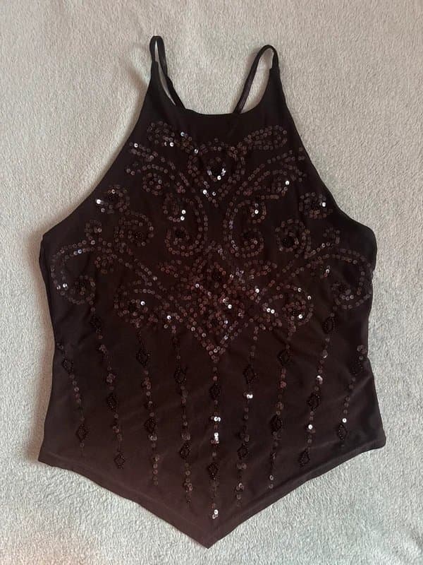 New Look vintage y2k sequin embellished asymmetric top