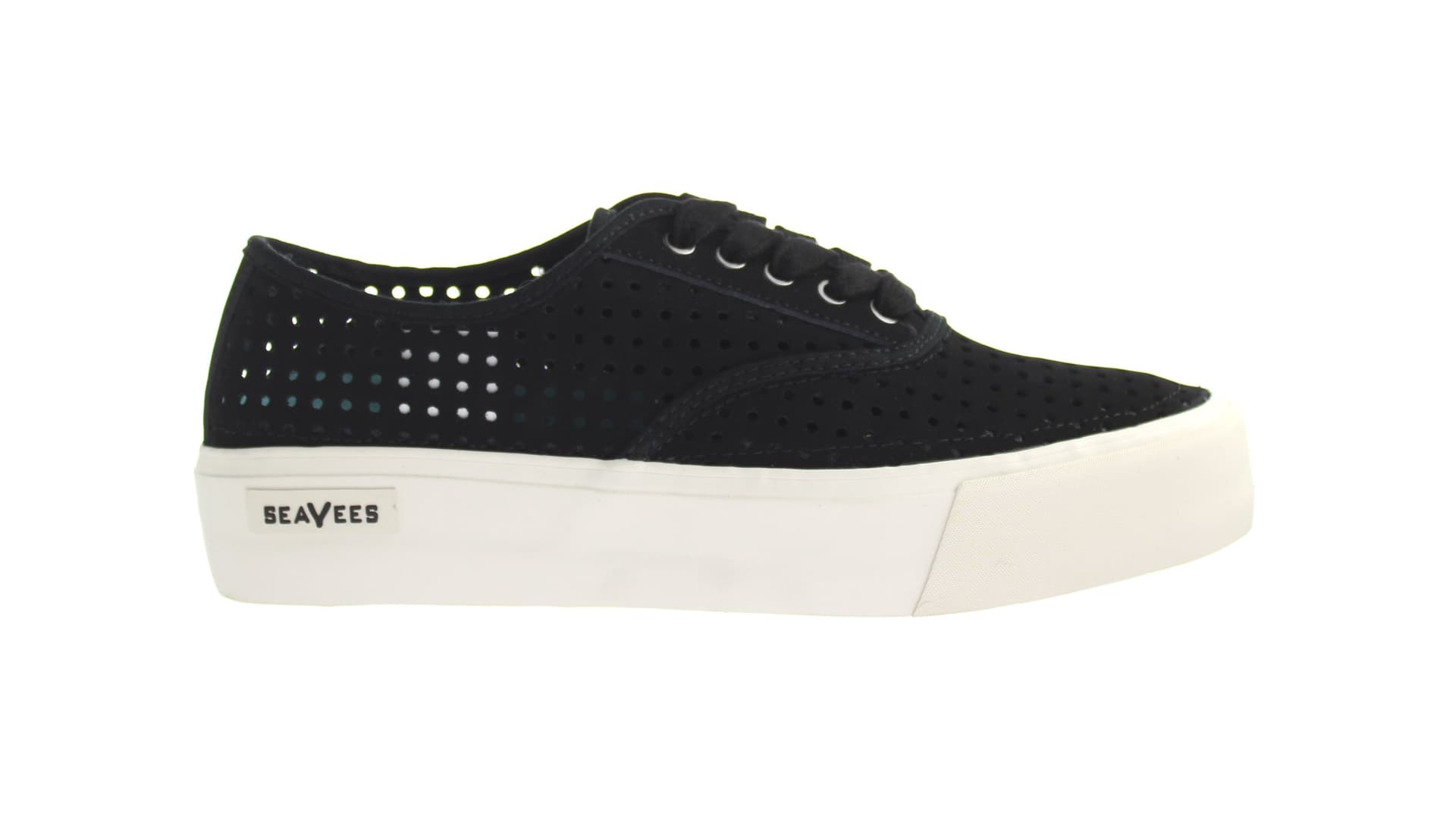 Seavees Seavees Black Nubuck Leather Platform Lace-Up Sneakers