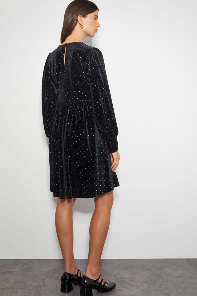 Monsoon Monsoon Women's Nora Long Sleeve Velvet Mini Dress Black - 3