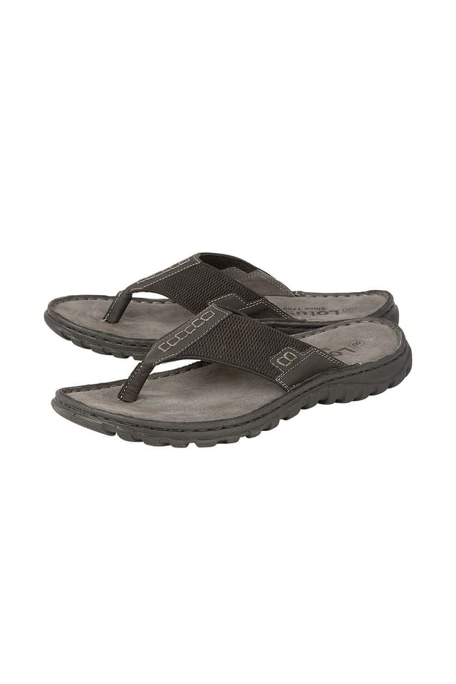 Lotus Lotus Men's Black 'Ainsley' Leather Toe-Post Sandals - 2