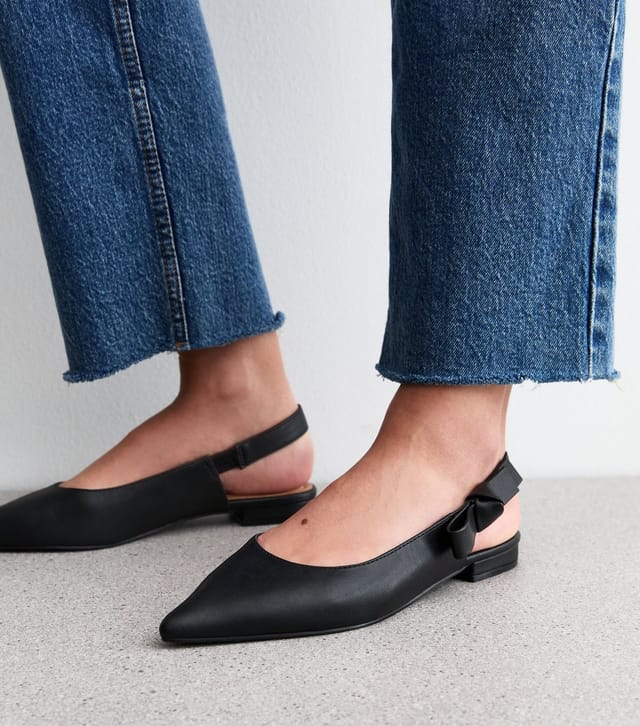 New Look Women's Black Bow Strap Slingback Pumps New Look - 2